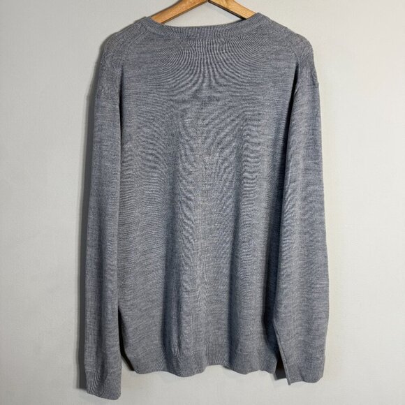 NWOT Turnbury Merino Wool Cable Knit V-Neck Sweater Pullover Men's Large Gray - Picture 9 of 12